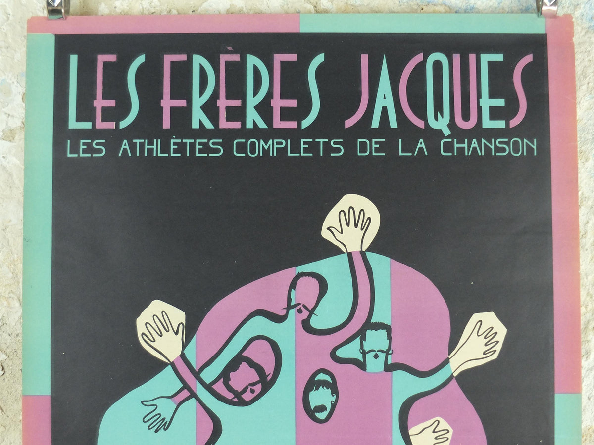1949 Les Frères Jacques Poster, French vocal Quartet, Jacques Brothers singing the Complete Athletes of Song, Moise Kissling, wall art decor