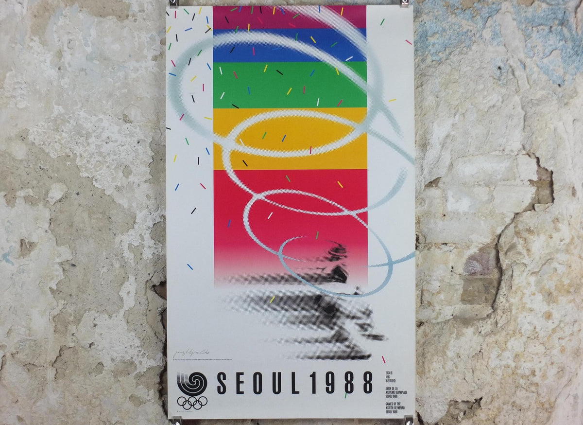 1988 Seoul Olympics Poster, by Jong Hyun Cho, Olympic Rings, XXIV Olympiad, colourful sport wall art decor