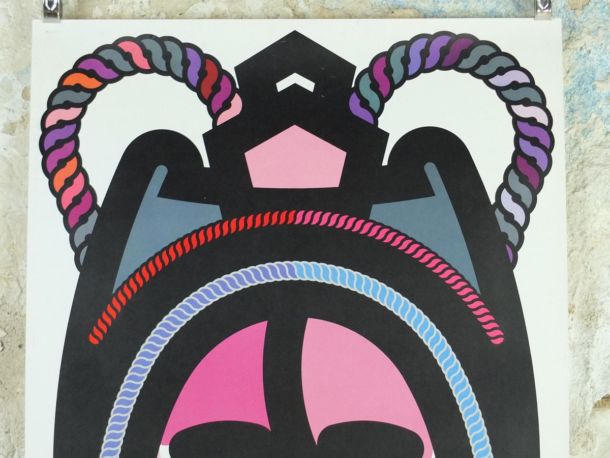 1988 Seoul Olympics Poster, by Ha Jae-Oh, Korean Mask, XXIV Olympiad, colourful sport wall art decor