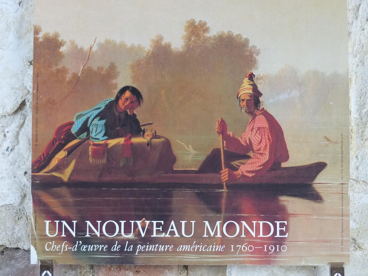 1984 George Caleb Bingham Poster, Fur Traders Descending the Missouri, US Romantism, Grand Palais, artist gallery exhibition wall art decor