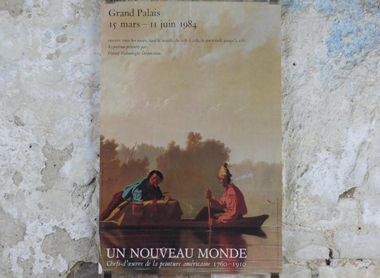 1984 George Caleb Bingham Poster, Fur Traders Descending the Missouri, US Romantism, Grand Palais, artist gallery exhibition wall art decor