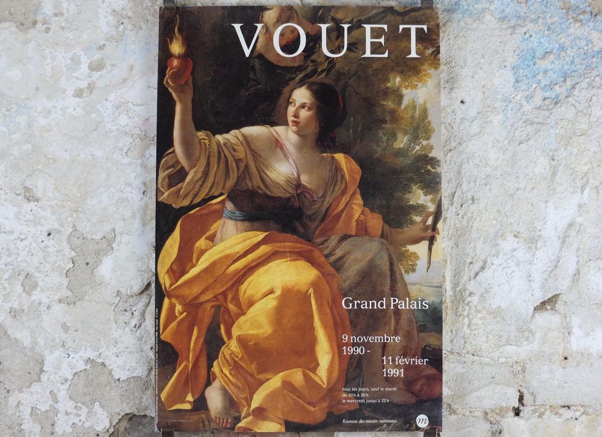 1990 Simon Vouet Poster, Heavenly Charity, La Charite Celeste, Grand Palais, French baroque, artist gallery exhibition wall art decor