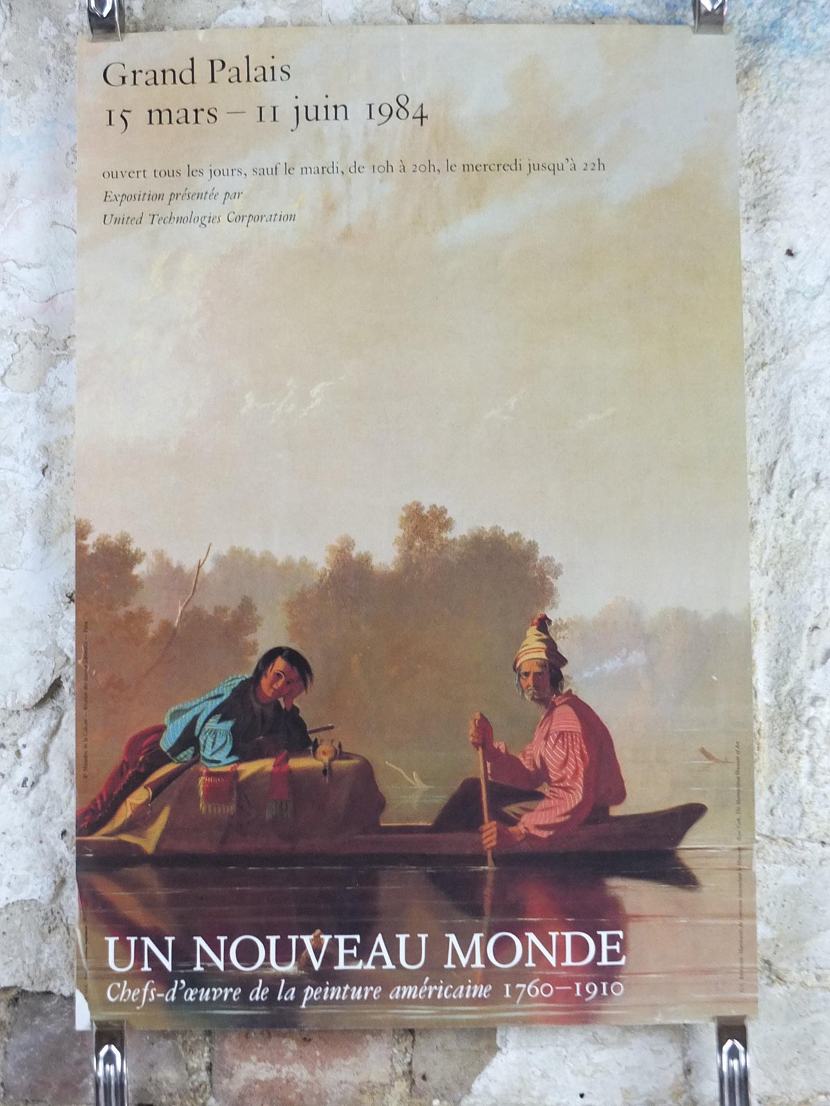 1984 George Caleb Bingham Poster, Fur Traders Descending the Missouri, US Romantism, Grand Palais, artist gallery exhibition wall art decor