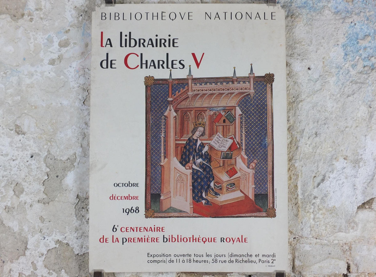 1968 King Charles V Poster, French Royal Library : 600 years anniversary, Bibliotheque Nationale Paris, wall art decor