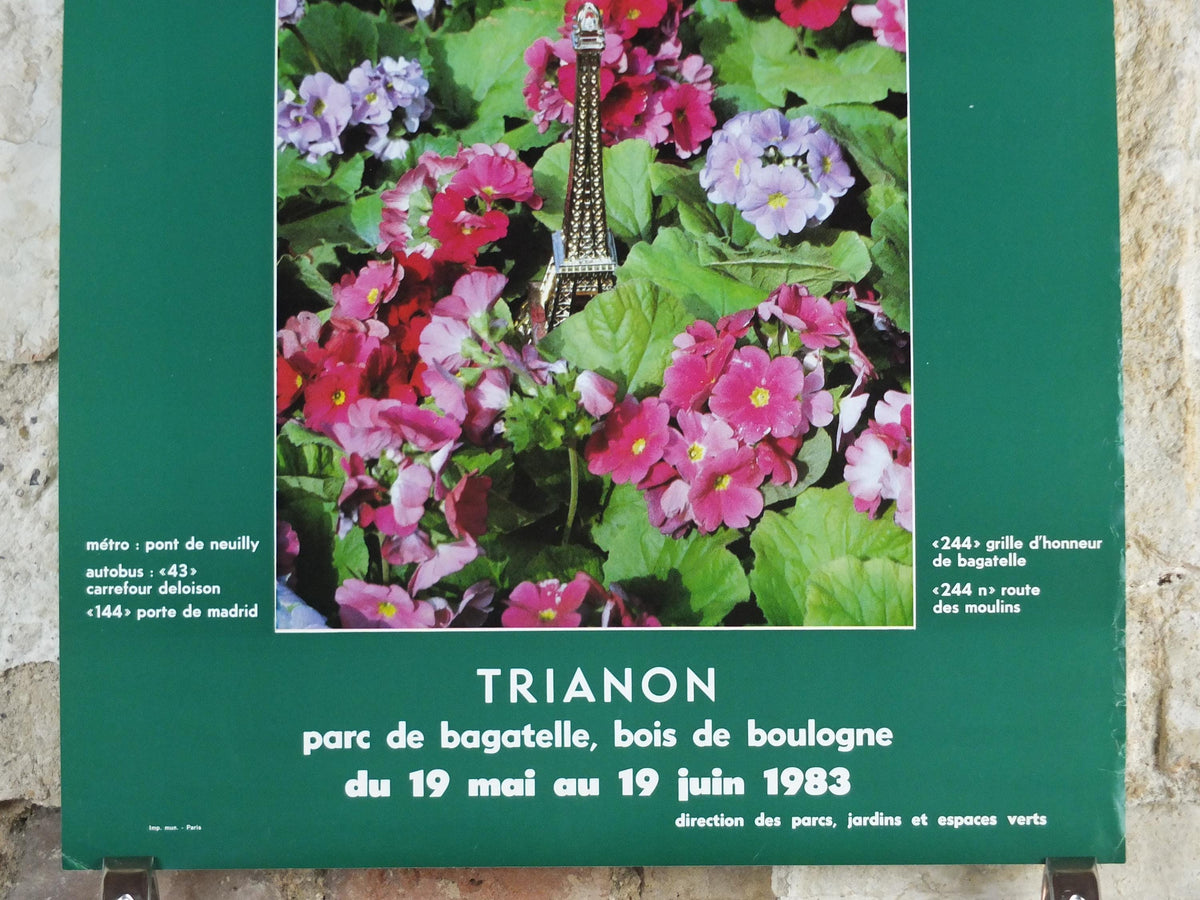 1984 Gardens of Paris Poster, Primula Mairie de Paris Flower Show, Trianon Paris, Garden botanical flora plants blooms, wall art decor