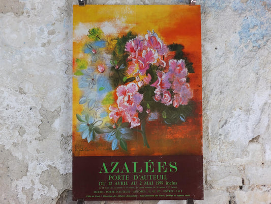 1979 Azaleas Poster, Azelees, Mairie de Paris Flower Show, Porte d'Auteuil, Jardin des Serres d'Auteuil, Garden botanical, wall art decor