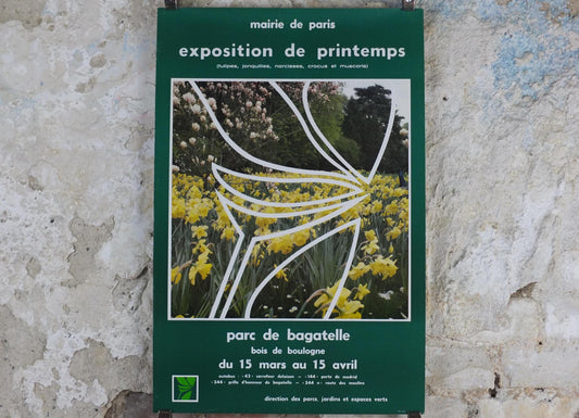 1980s Daffodils of Paris Poster, Spring Exhibition, Parc de Bagatelle Paris, Garden botanical flora plants blooms, wall art decor