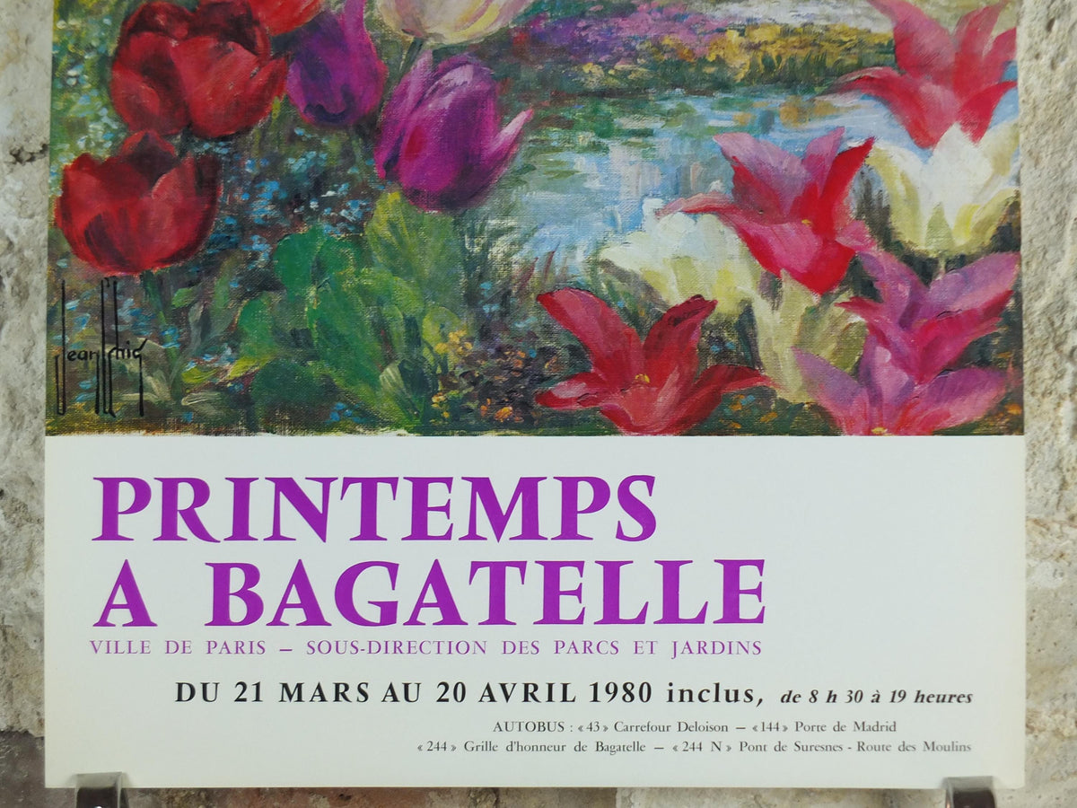 1980 Springtime in Bagatelle Poster, Tulips, Printemps a Bagatelle, Parc de Bagatelle Paris, Garden botanical flora blooms, wall art decor