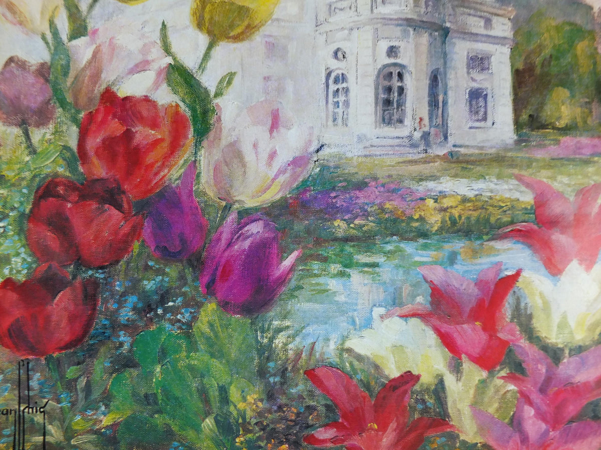 1980 Springtime in Bagatelle Poster, Tulips, Printemps a Bagatelle, Parc de Bagatelle Paris, Garden botanical flora blooms, wall art decor