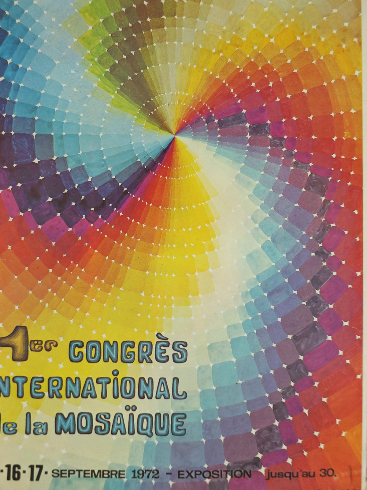 1972 1st International Mosaic Congress Poster, Palais des Congrès, Antibes, Advertising print, wall art retro decor