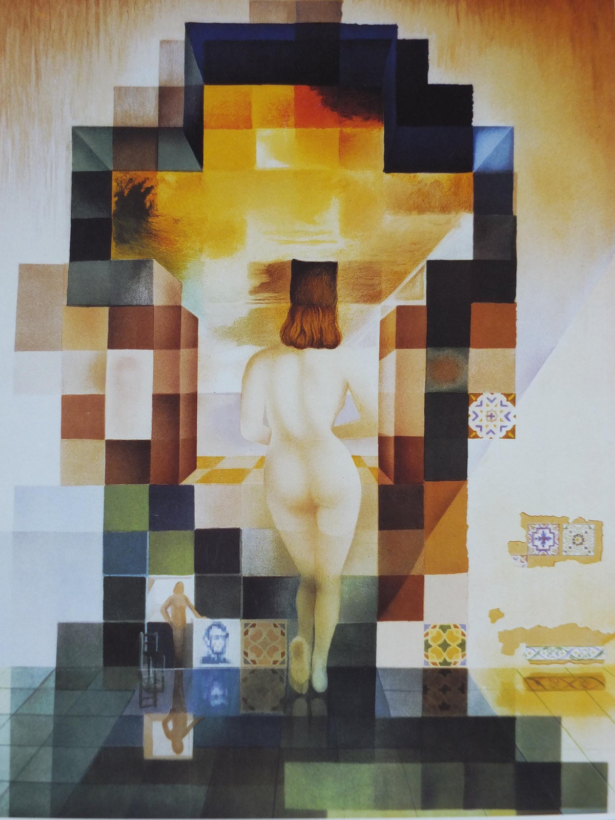 1988 Salvador Dali Poster, Gala Contemplating the Mediterranean Sea Abraham Lincoln Rothko, Neoclassic Cubism Dada Surrealism wall art decor