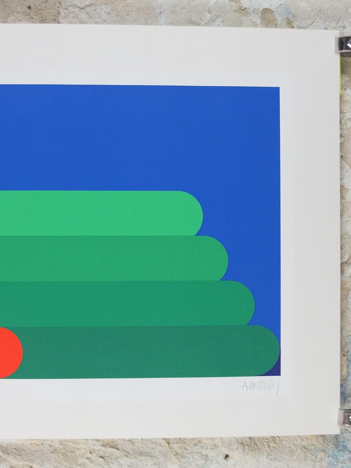 Hand signed Per Arnoldi Poster, 1983 Coloured Cylinders and Circles, Scandinavian Danish Design, wall art decor