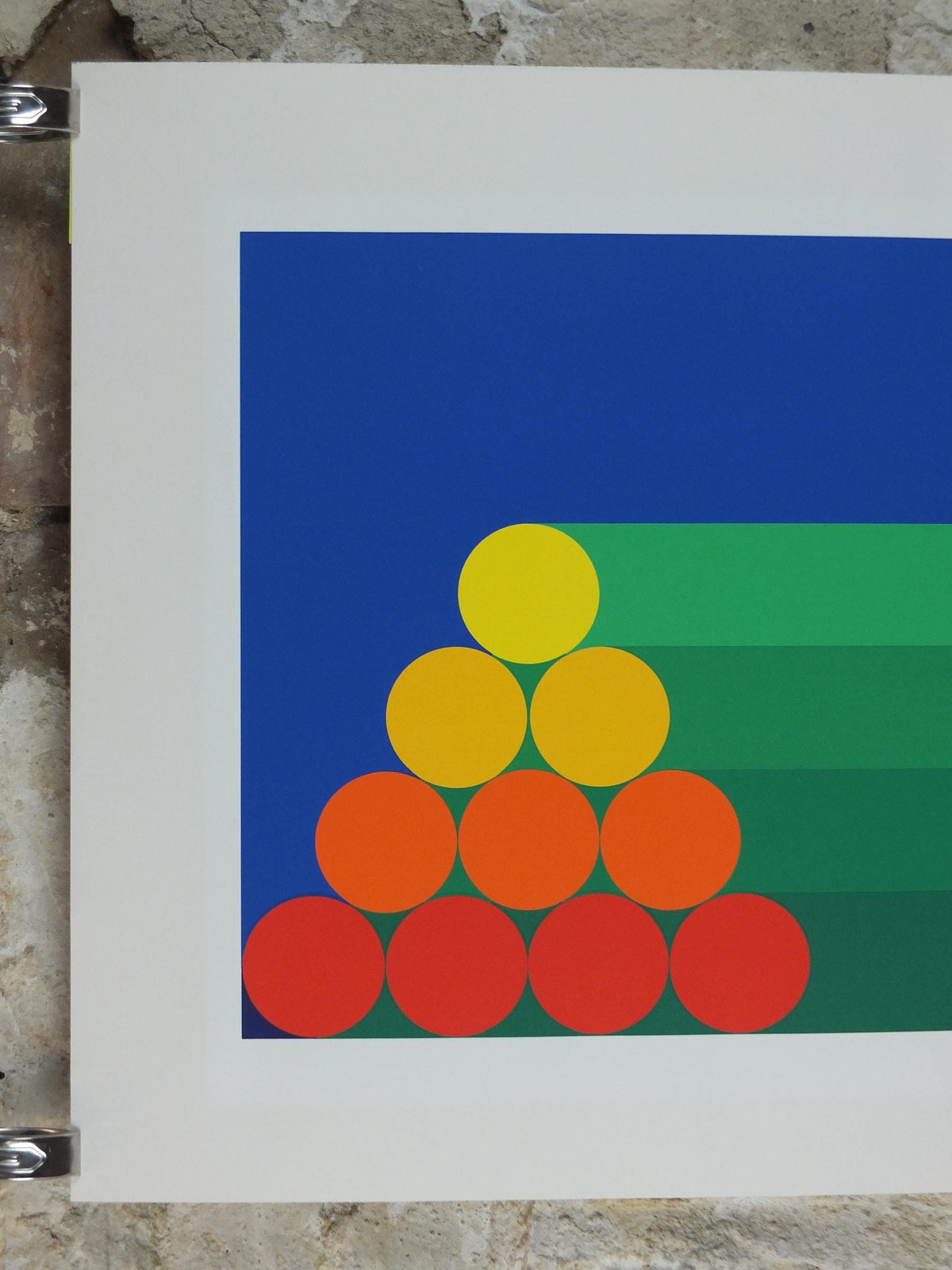 Hand signed Per Arnoldi Poster, 1983 Coloured Cylinders and Circles, Scandinavian Danish Design, wall art decor