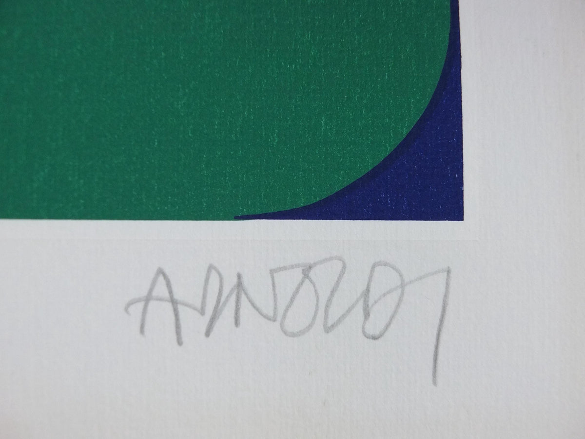 Hand signed Per Arnoldi Poster, 1983 Coloured Cylinders and Circles, Scandinavian Danish Design, wall art decor