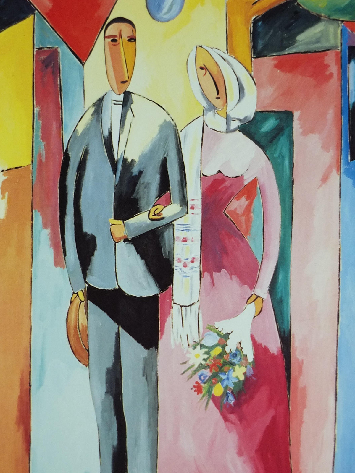 1988 Alberto Magnelli Poster, Les jeunes mariés, the married couple 1914, Abstract Expressionism, gallery exhibition wall art decor