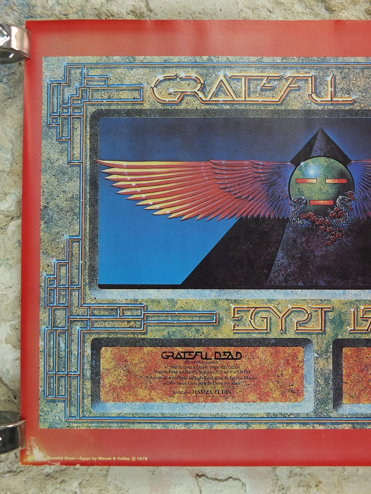 1978 Grateful Dead Poster, Egypt 1978, Pyramids, by Stanley Mouse and Alton Kelley, music wall art decor