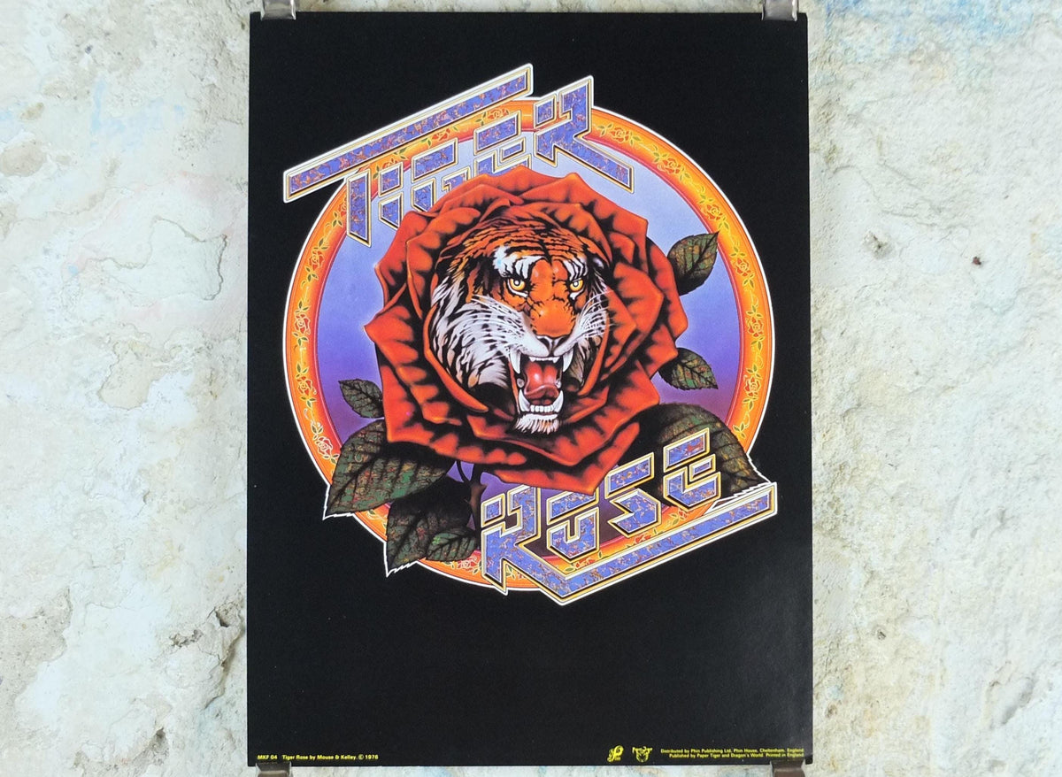 1976 Grateful Dead Poster, Robert Hunter and Jerry Garcia, Tiger Rose, by Stanley Mouse and Alton Kelley, music wall art decor