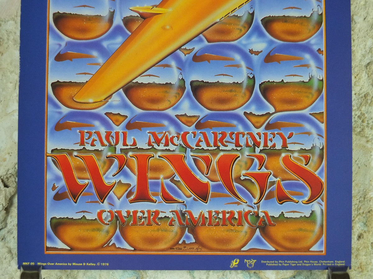1976 Paul McCartney Wings Poster, Wings over America, Beatles, by Stanley Mouse and Alton Kelley, music wall art decor