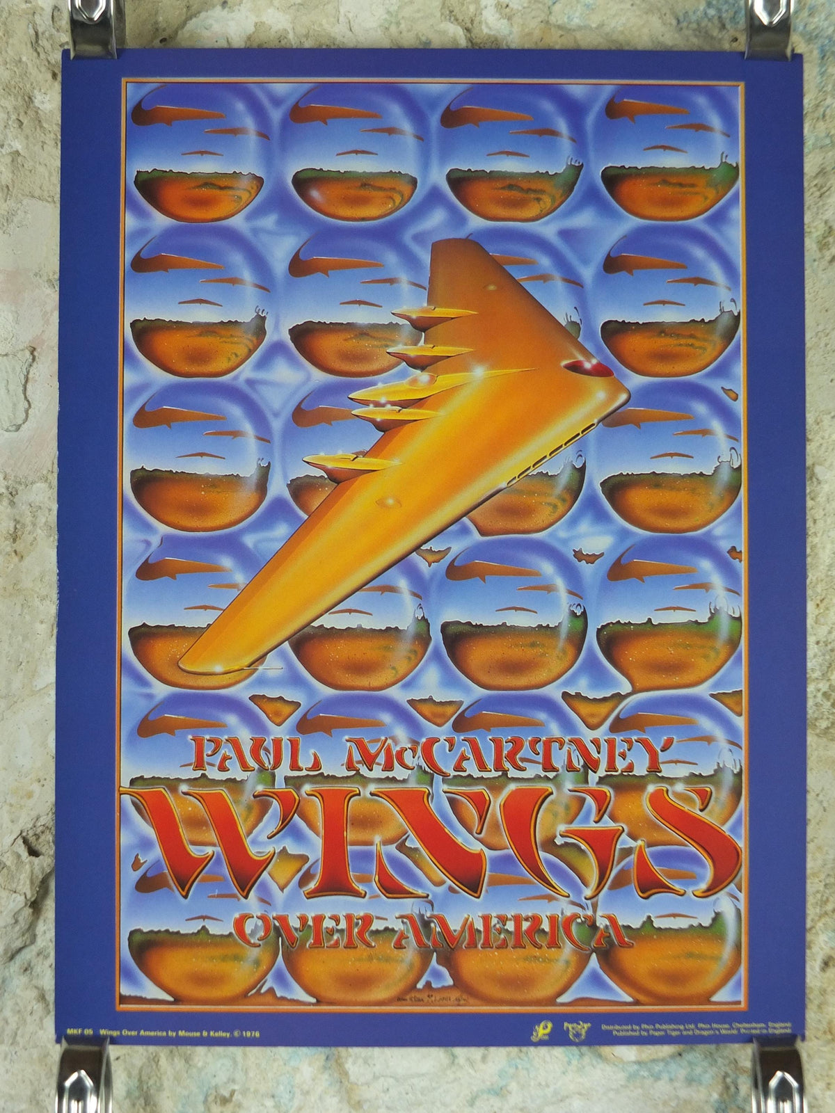 1976 Paul McCartney Wings Poster, Wings over America, by Stanley Mouse and Alton Kelley, music wall art decor