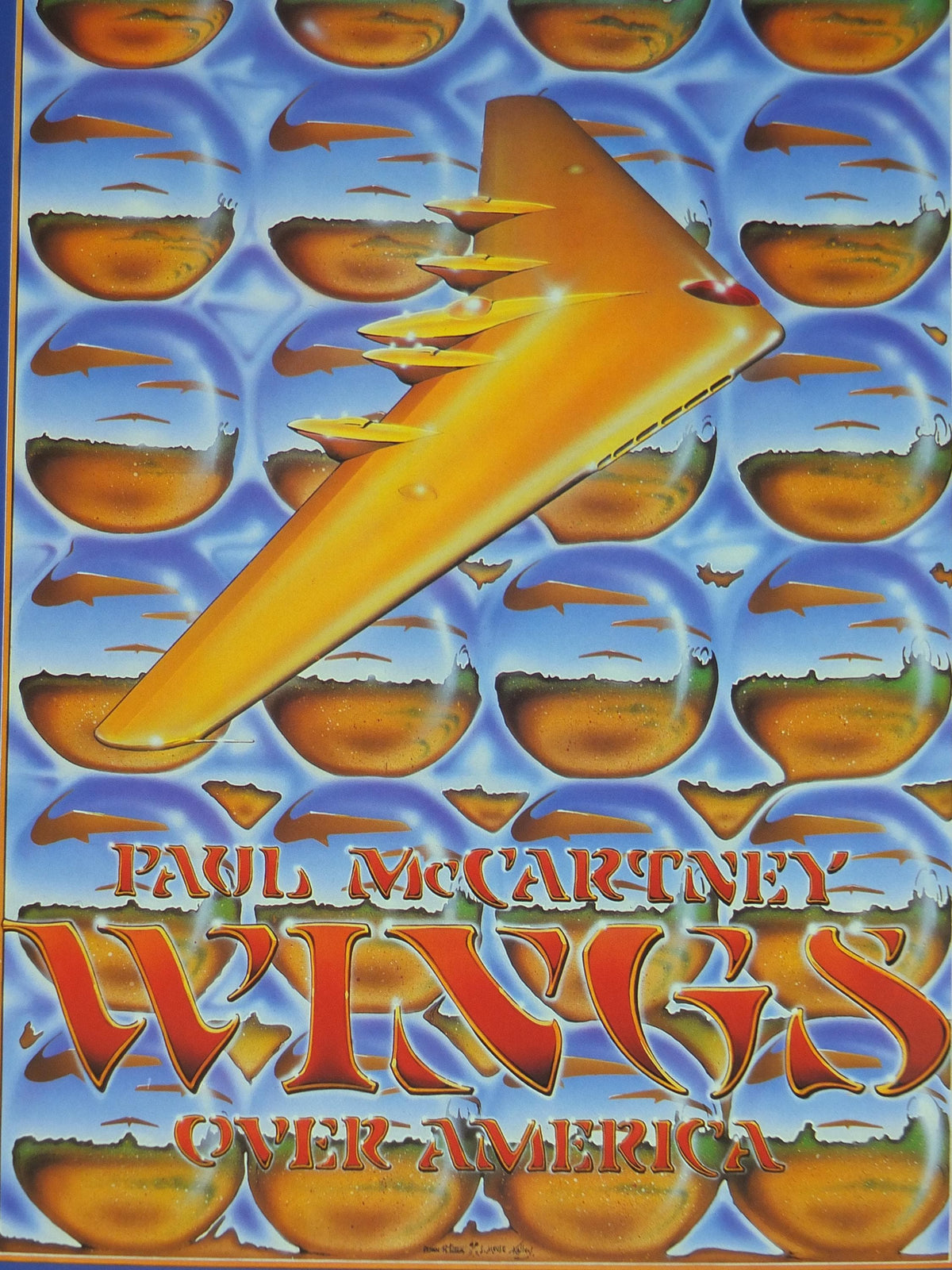 1976 Paul McCartney Wings Poster, Wings over America, Beatles, by Stanley Mouse and Alton Kelley, music wall art decor