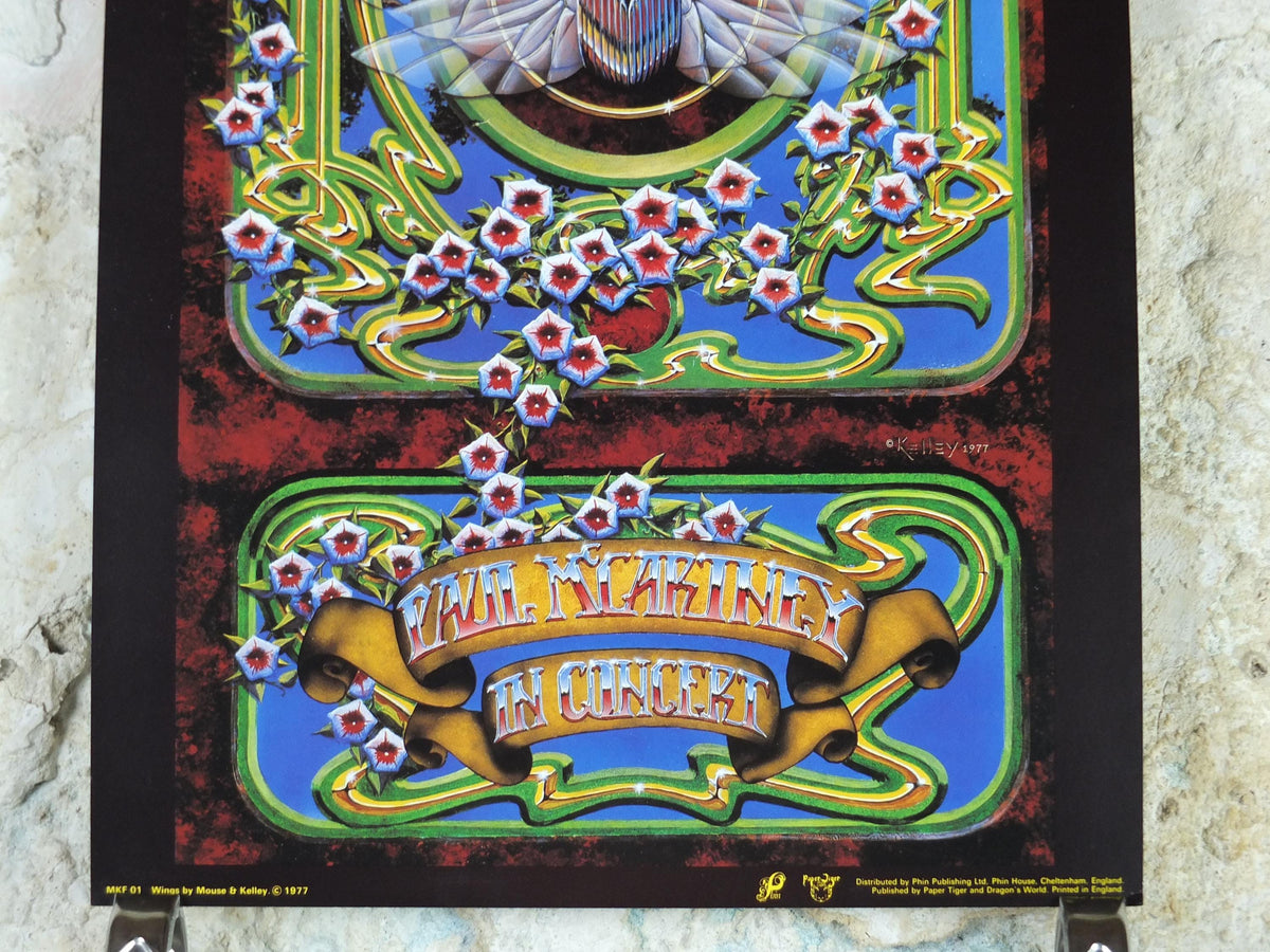 1977 Paul McCartney Wings Poster, In Concert, Beatles, by Stanley Mouse and Alton Kelley, music wall art decor