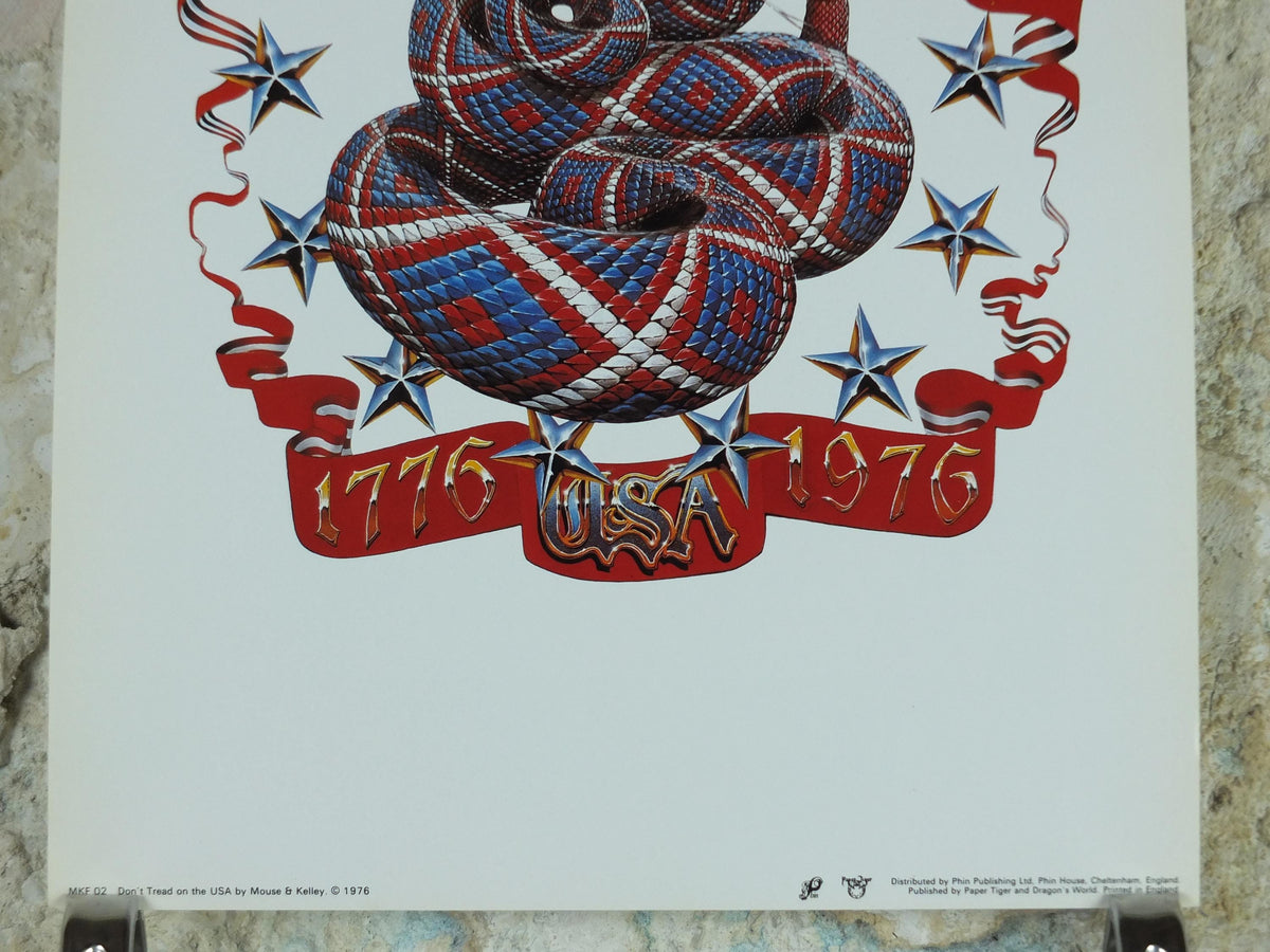 1976 American Bi-Centennial Poster, USA Dont Tread on Me 1776, American Revolution, by Stanley Mouse and Alton Kelley, music wall art decor