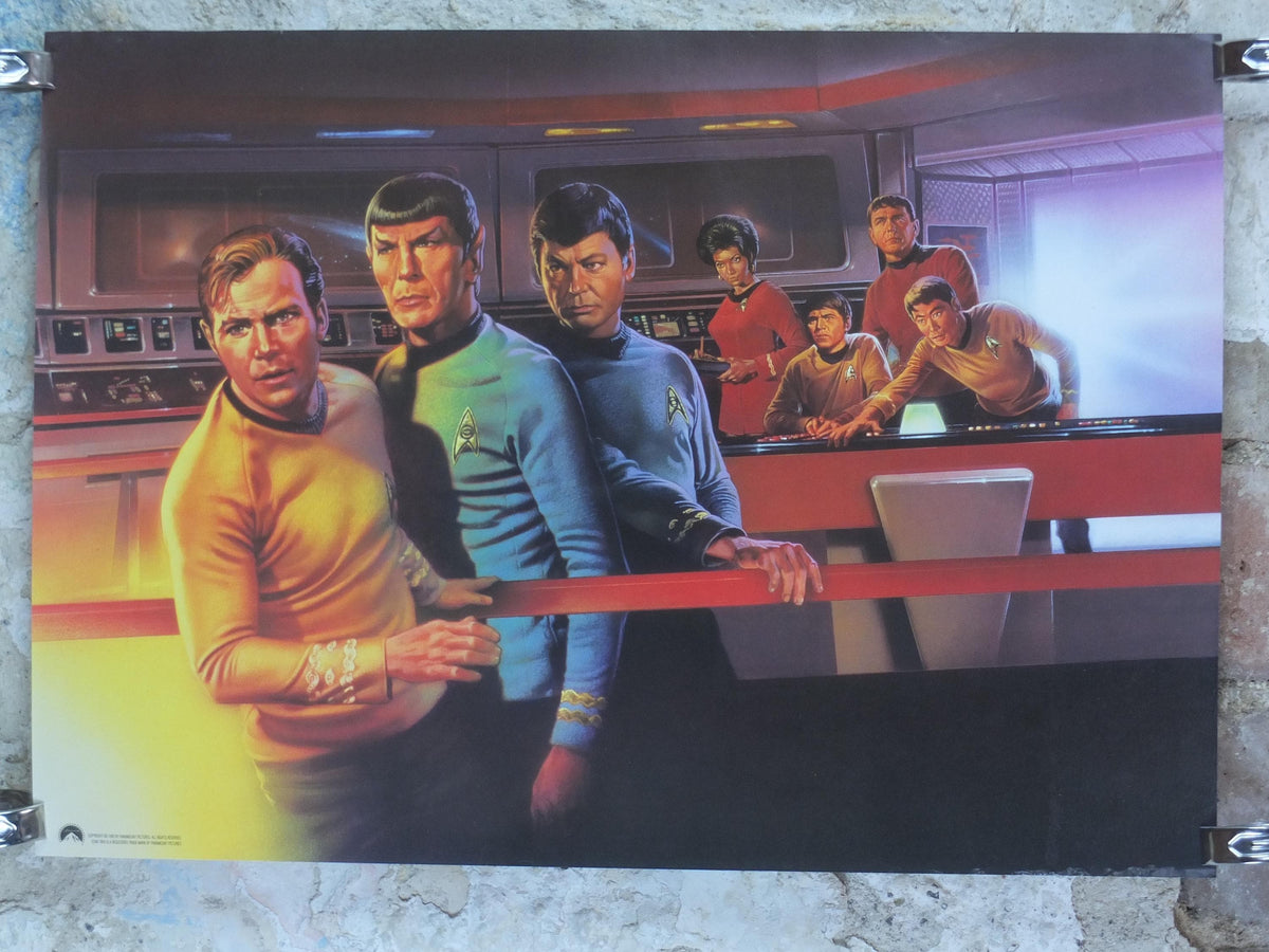 1992 Star Trek Crew Poster, USS Enterprise, by Drew Struzan, William Shatner, Paramount Pictures, wall art cinema film memorabilia
