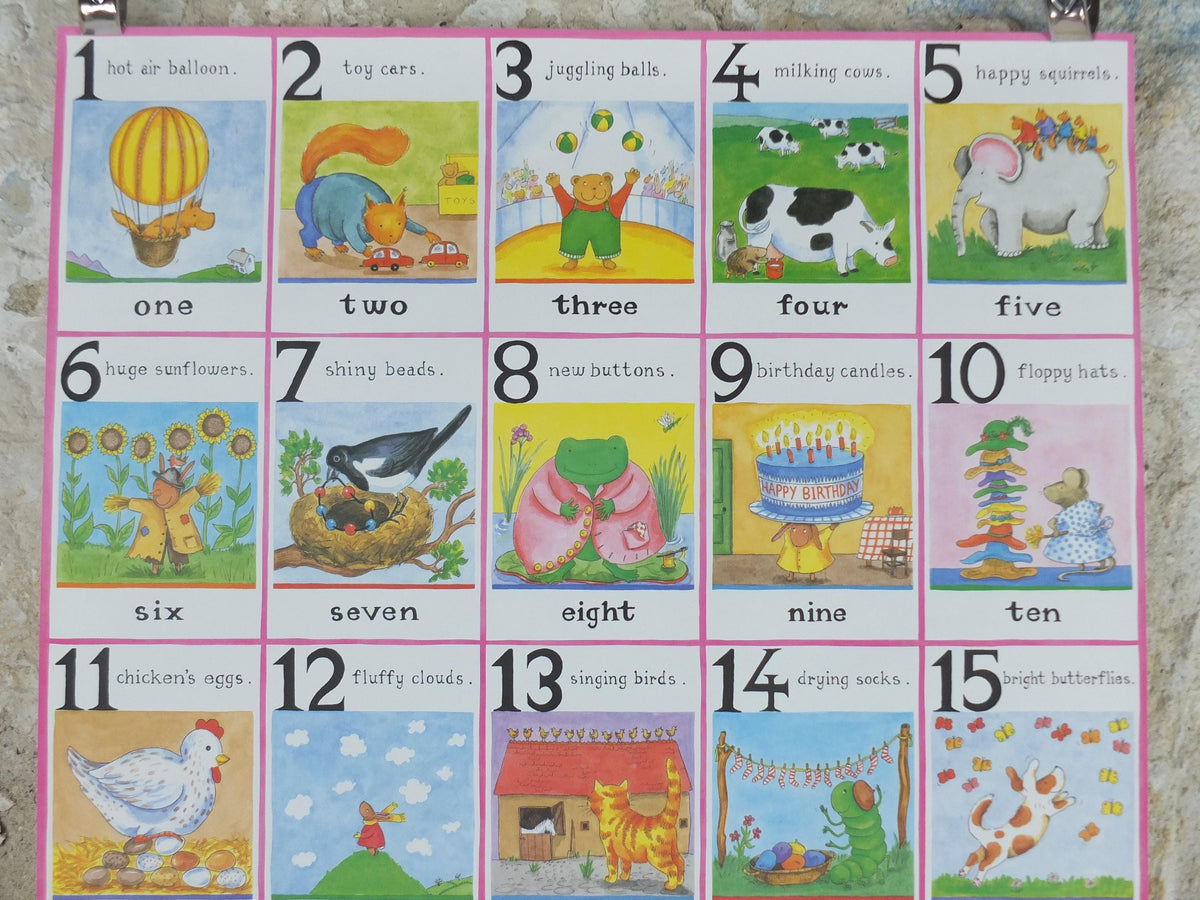 1993 Nursery Numbers Poster, Counting by Merida Woodford, The Medici Society, wall art decor