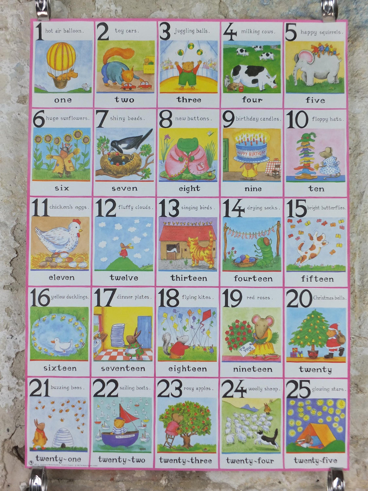 1993 Nursery Numbers Poster, Counting by Merida Woodford, The Medici Society, wall art decor