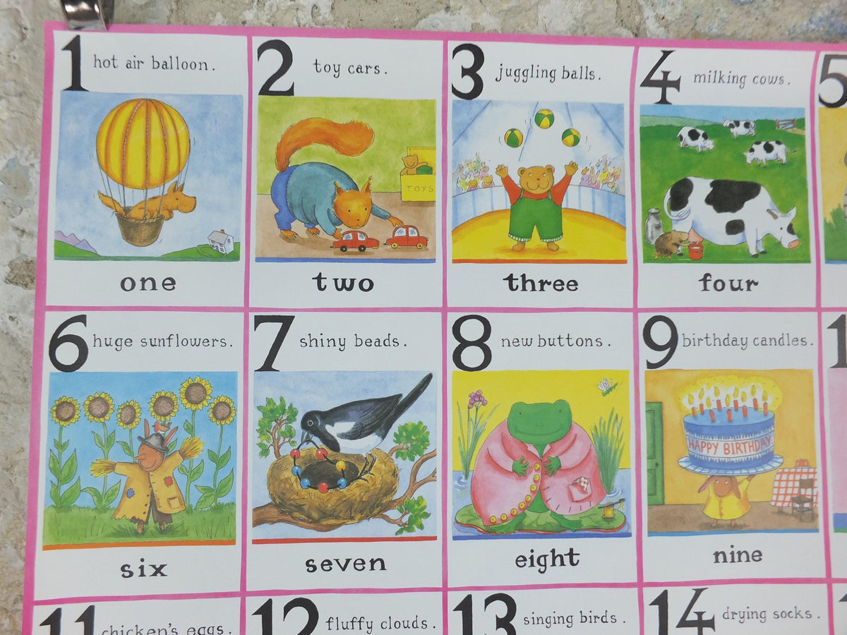 1993 Nursery Numbers Poster, Counting by Merida Woodford, The Medici Society, wall art decor