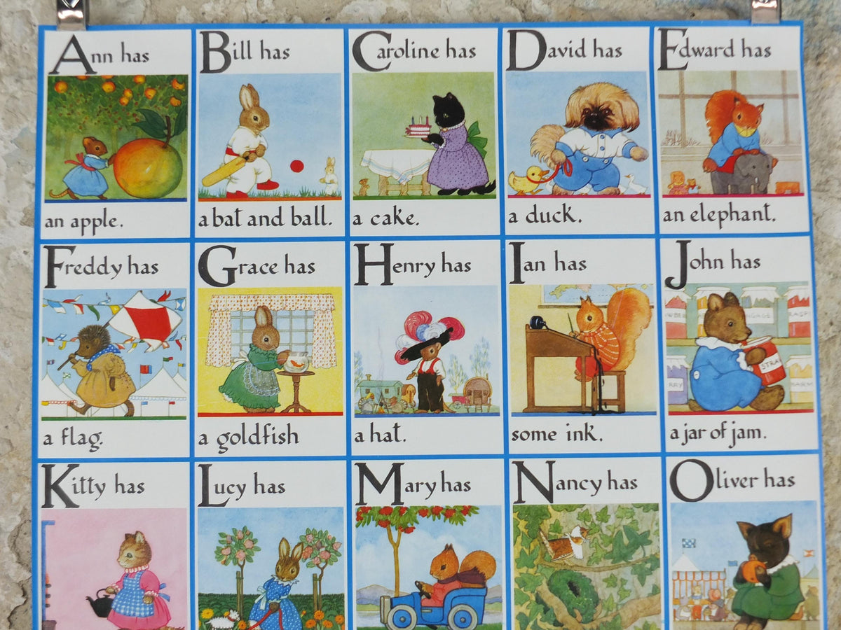 1987 Nursery Alphabet Poster, An ABC for you and Me by Margaret Tempest, The Medici Society, wall art decor