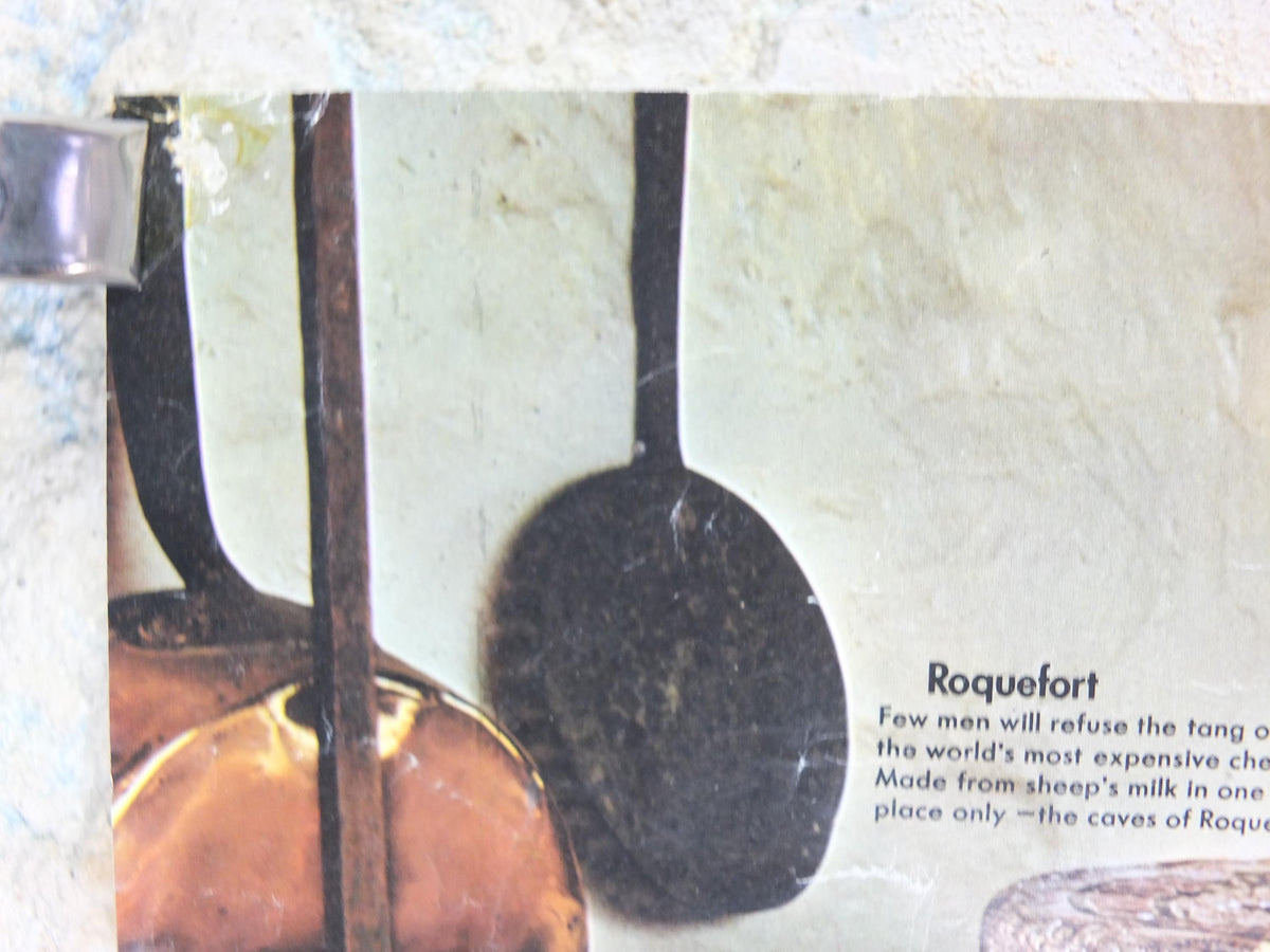1970s Cheeses of France Poster, Fromages de France, Roquefort, Brie, Camembert, cheesemaking, kitchenalia wall art decor
