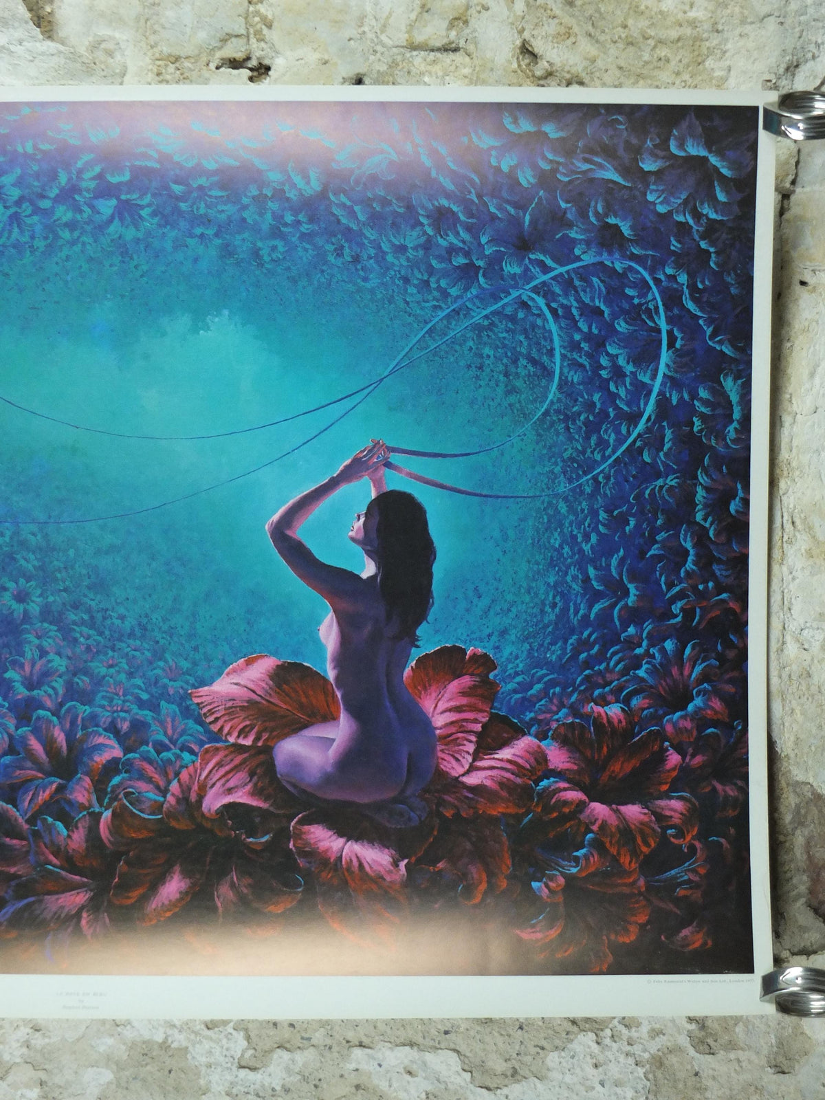 1977 Stephen Pearson Poster, Le Reve en Bleu, The Dream in Blue, British surrealist, wall art decor