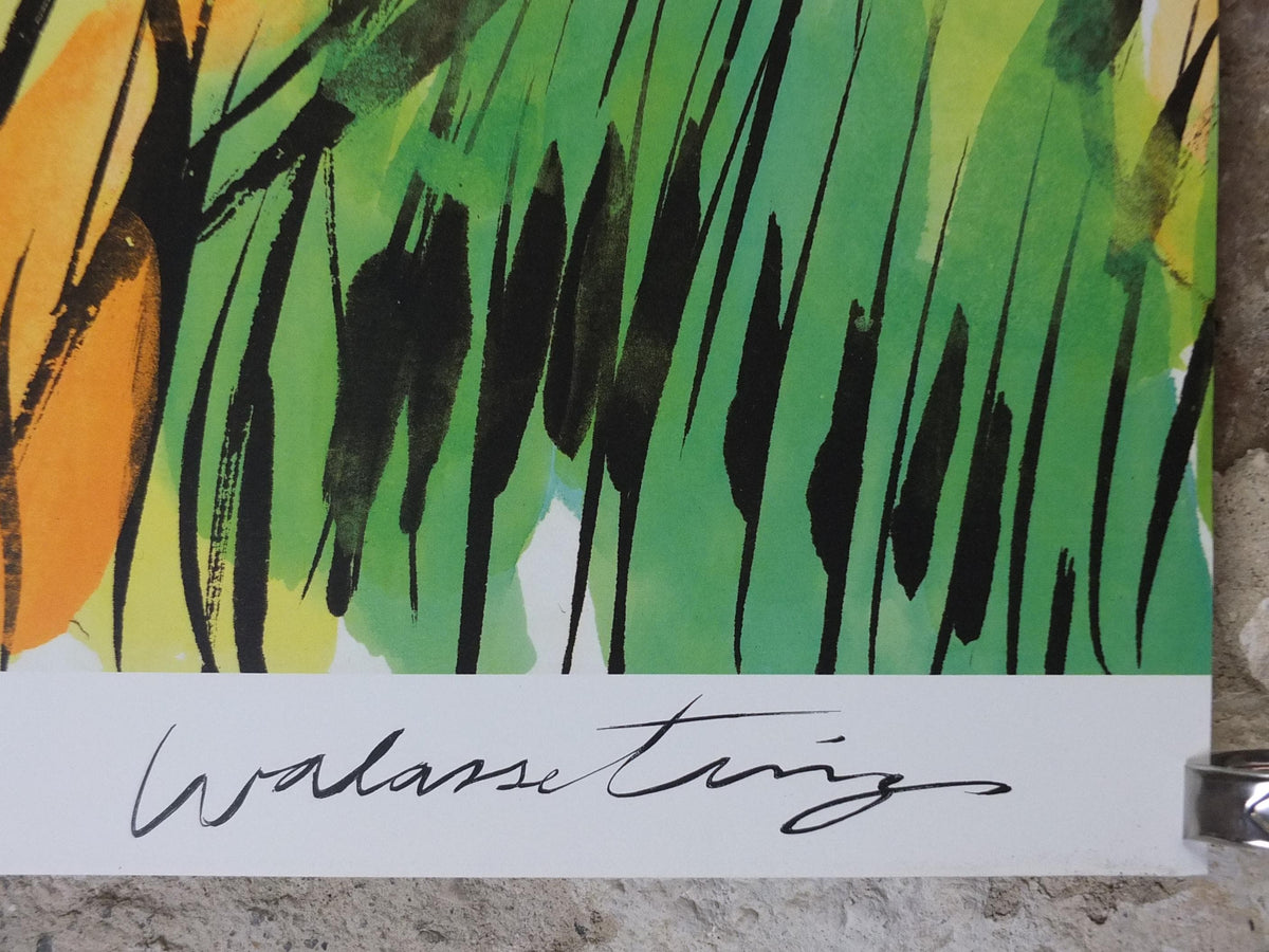 1991 Walasse Ting Poster, Tiger in long grass, colourful popular figuratism, pop art, gallery, wall art decor
