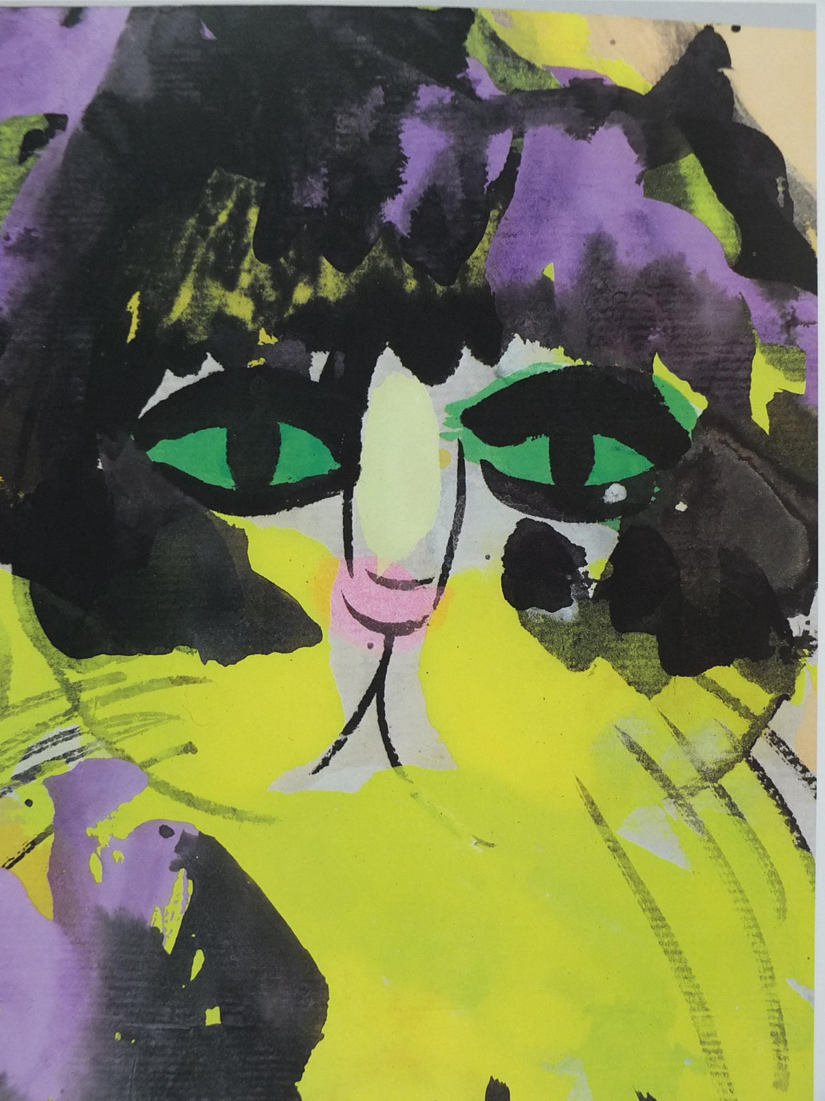 1989 Walasse Ting Poster, Purple Cat, colourful popular figuratism, pop art, gallery, wall art decor