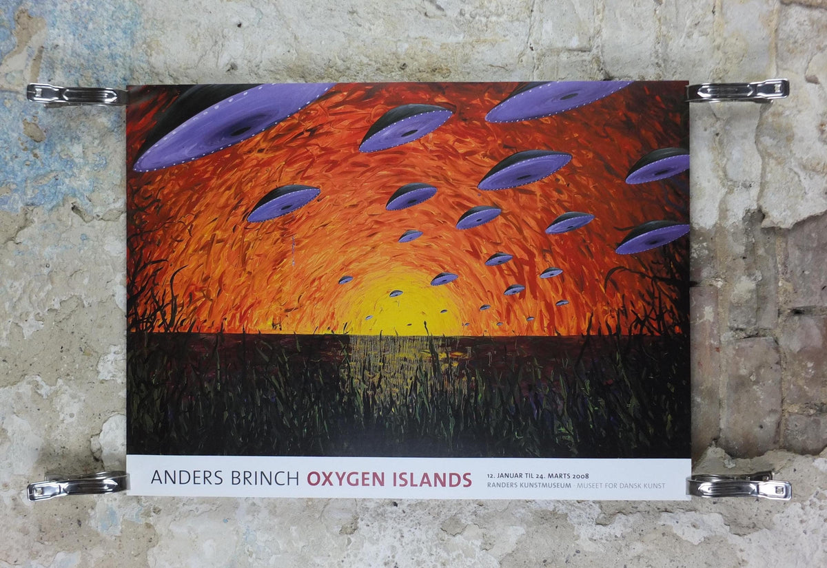2008 Anders Brinch Poster, UFOs, Unidentified Flying Objects, Oxygen Islands, Science Fiction, pop art, gallery exhibition wall art decor