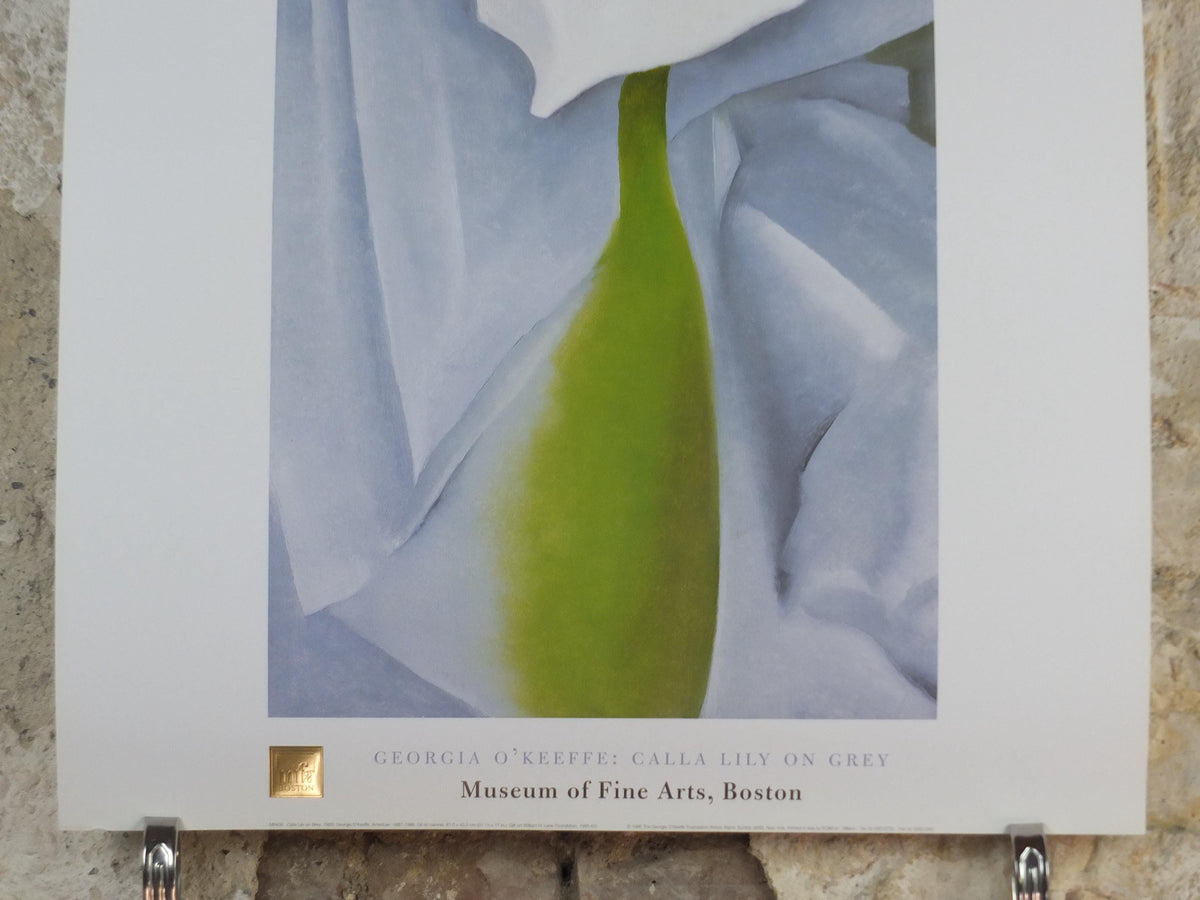 1998 Georgia O'Keeffe Poster, Calla Lily on Grey 1928, American modernism, Precisionism, gallery exhibition wall art decor