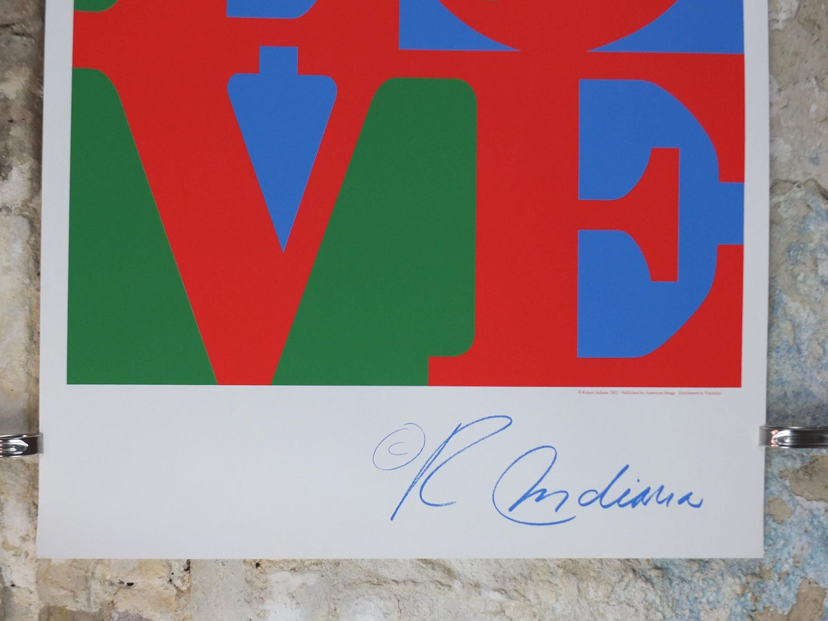 2002 Robert Indiana Poster, LOVE, Red - Blue - Green, Pop Art, Serigraph, Modernism, gallery wall art decor