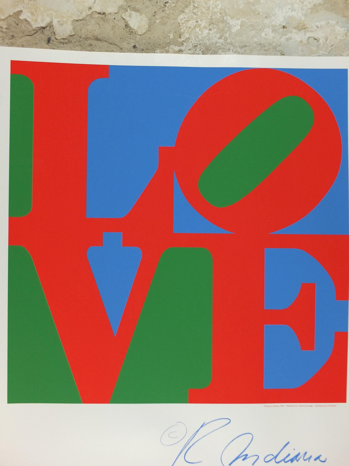 2002 Robert Indiana Poster, LOVE, Red - Blue - Green, Pop Art, Serigraph, Modernism, gallery wall art decor