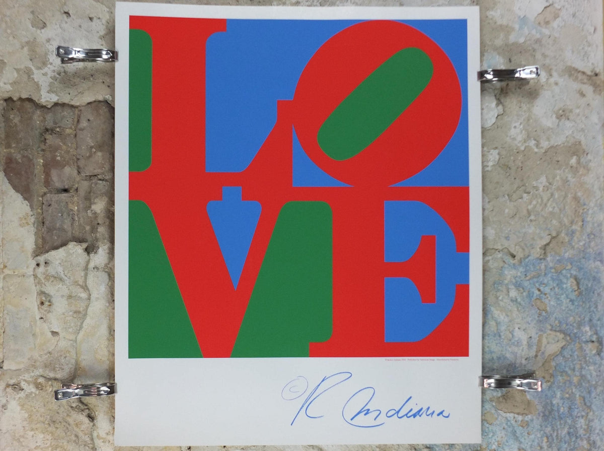 2002 Robert Indiana Poster, LOVE, Red - Blue - Green, Pop Art, Serigraph, Modernism, gallery wall art decor