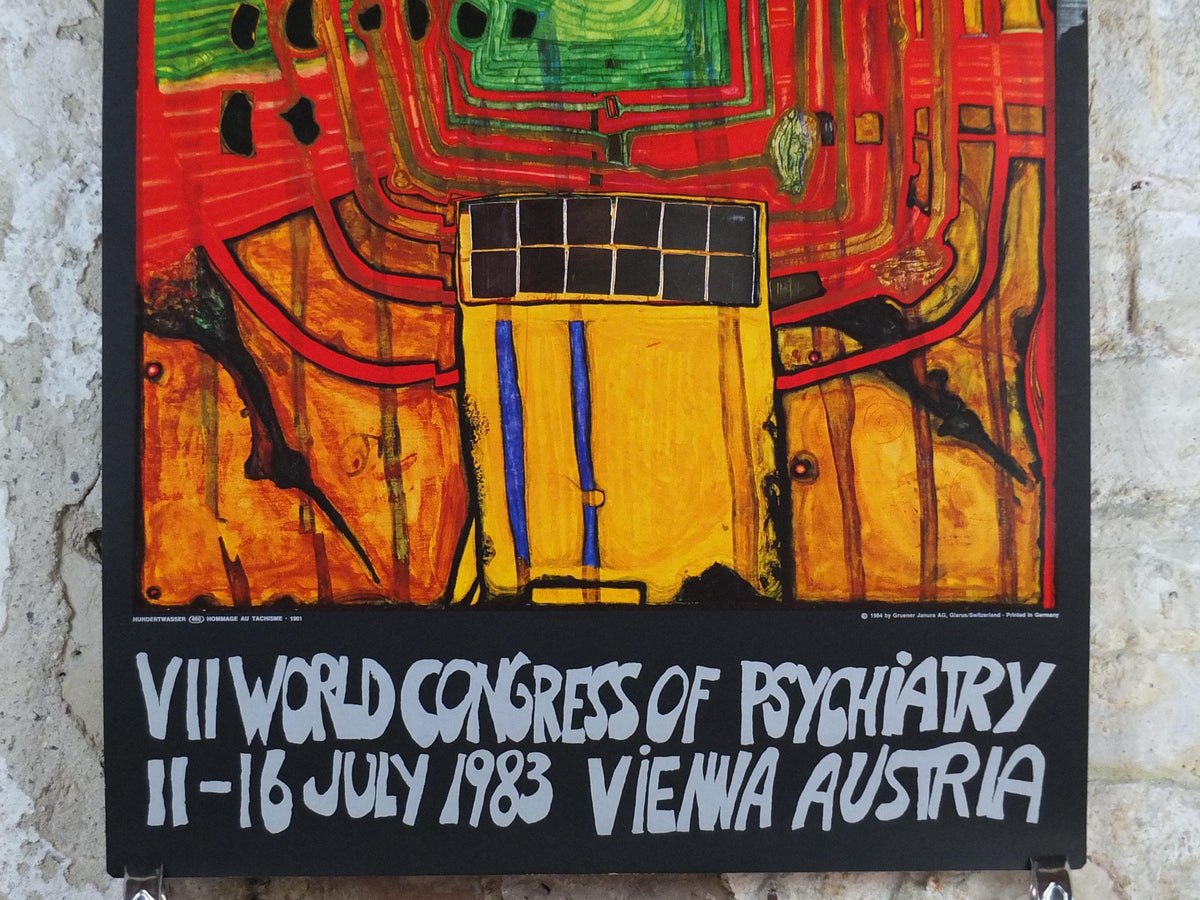 1984 Friedensreich Hundertwasser Poster, Hommage au Tachisme, 1983 VII World Congress of Psychiatry, Vienna, Austria, wall art decor