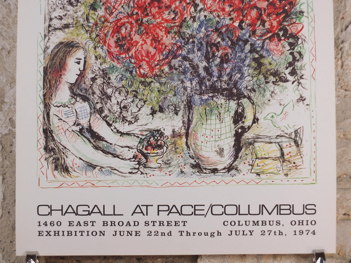 1974 Marc Chagall Poster, The Ride 1970, La Chevauchée, Pace Columbus Ohio, Cubism and Expressionism, gallery exhibition, wall art decor