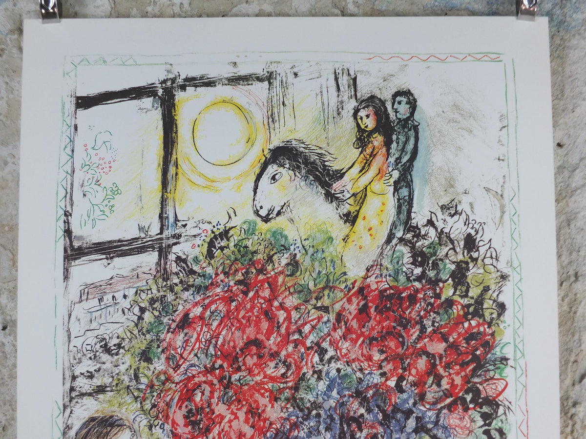1974 Marc Chagall Poster, The Ride 1970, La Chevauchée, Pace Columbus Ohio, Cubism and Expressionism, gallery exhibition, wall art decor
