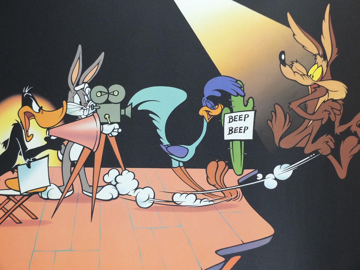 1995 Roadrunner & Wile E. Coyote Poster, Daffy Duck and Bugs Bunny, Looney Tunes and Merrie Melodies by Warner Bros, cartoon wall art decor