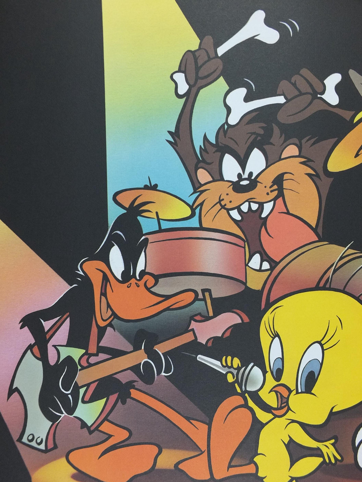 1995 Looney Tunes Band Poster, Tweety Bird, Daffy Duck, Bugs Bunny, Taz, Looney Tunes Merrie Melodies by Warner Bros, cartoon wall art decor