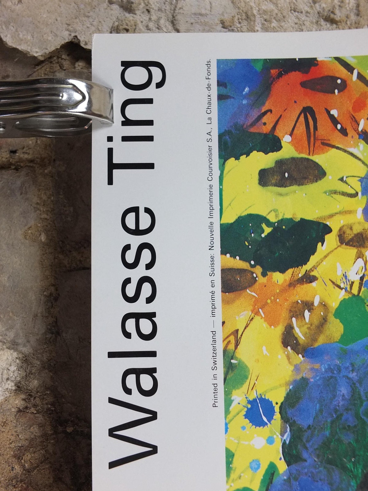 1991 Walasse Ting Poster, Three Cats 1990, blue cat, red cat, blue cat, colourful popular figuratism, pop art, gallery, wall art decor