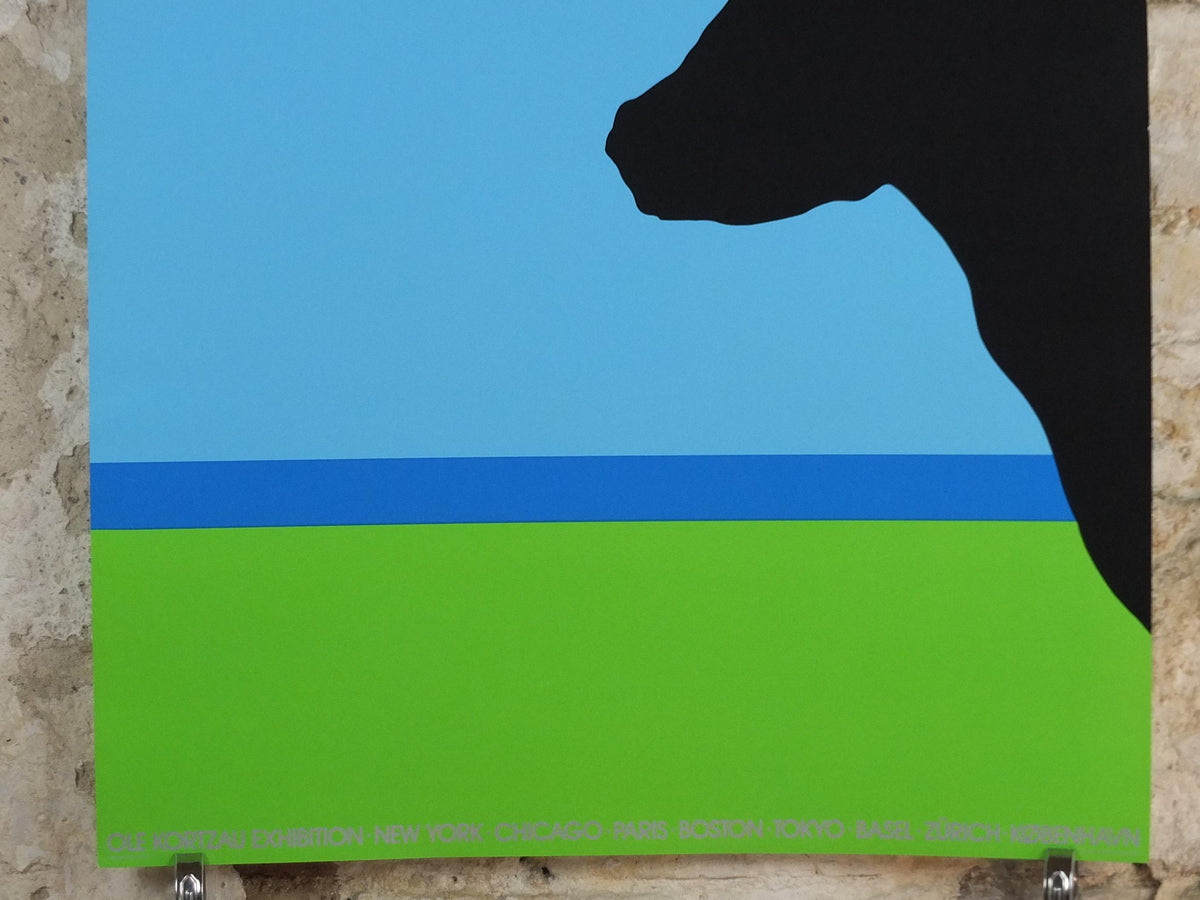 1977 Livestock Poster, Cows and Steers, Beef, Ole Kortzau, Cows on Vejlerne, artist gallery exhibition, wall art decor