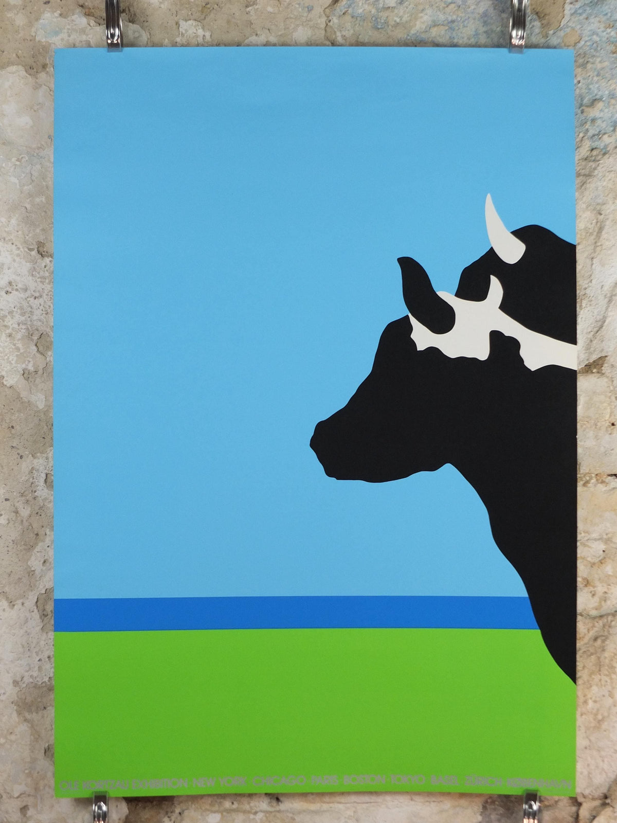 1977 Livestock Poster, Cows and Steers, Beef, Ole Kortzau, Cows on Vejlerne, artist gallery exhibition, wall art decor