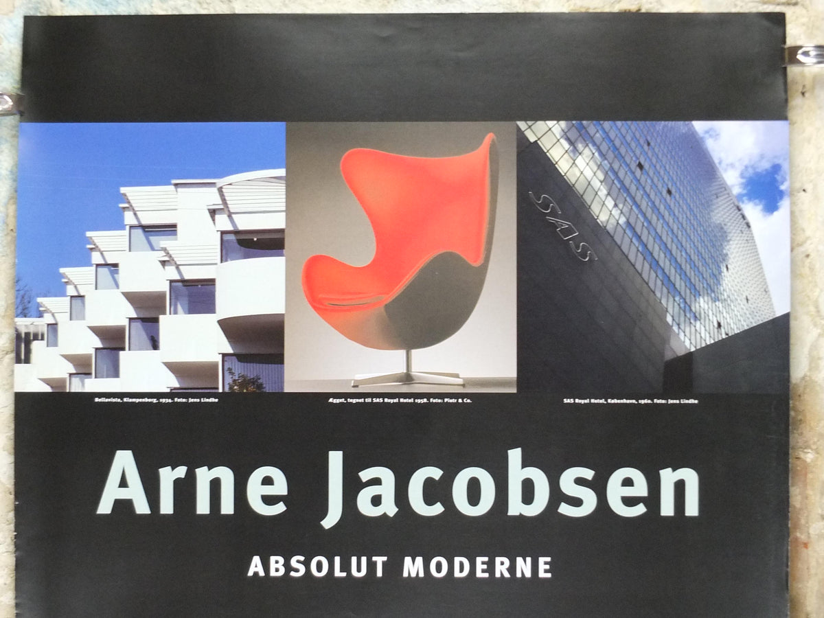 2002 Arne Jacobsen Poster, Absolut Modern, egg chair, Danish 1950s Design, Scandanavian, Louisiana Museum of Modern Art, wall art decor