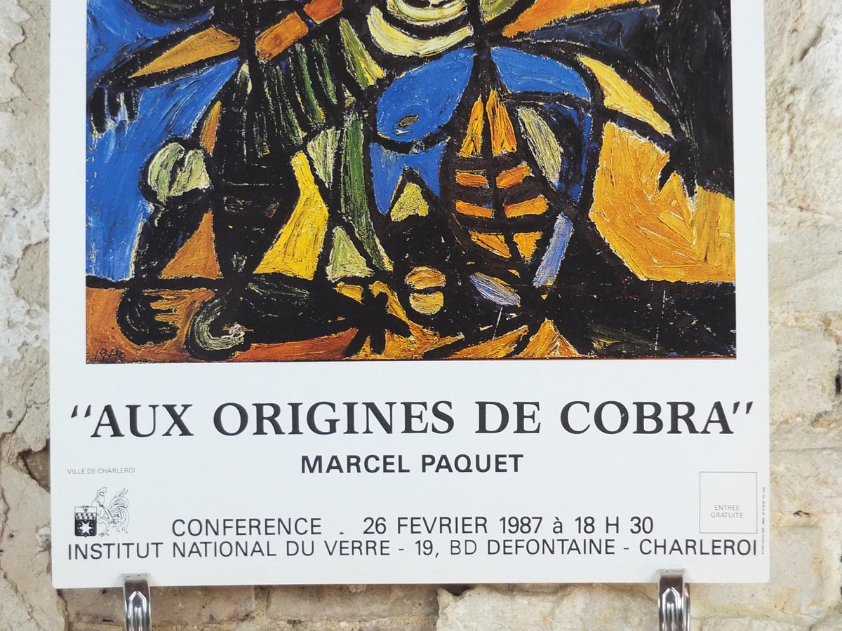 1987 Carl-Henning Pedersen Poster, The Origins of CoBrA, COBRA movement, gallery exhibition, wall art decor